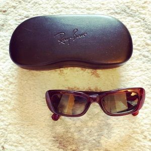 Ruby red Ray Ban sunglasses frames + case